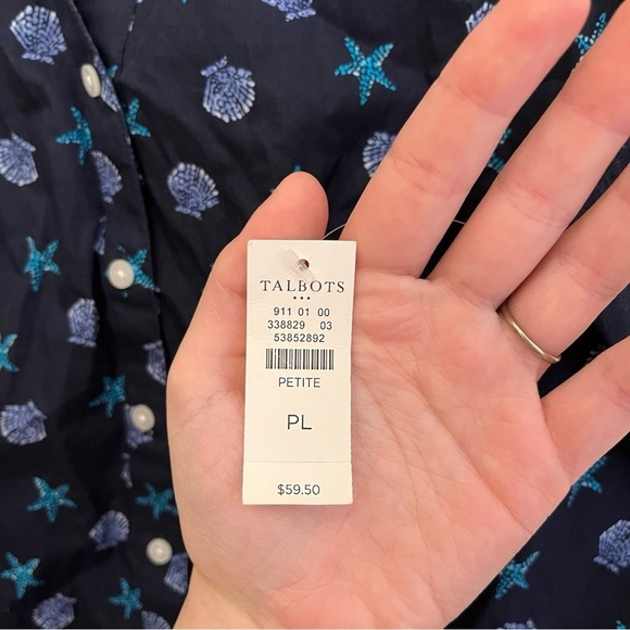 Talbots Blue Sleeveless Button Down Shirt - Picture 3 of 5